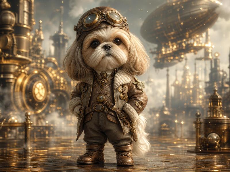 Steampunk Shih Tzu Airship Pilot