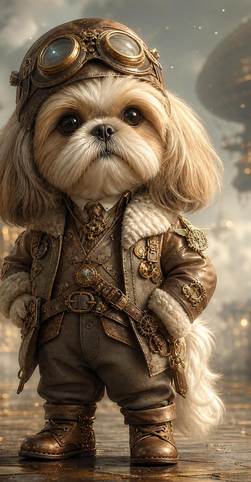 Steampunk Shih Tzu Airship Pilot