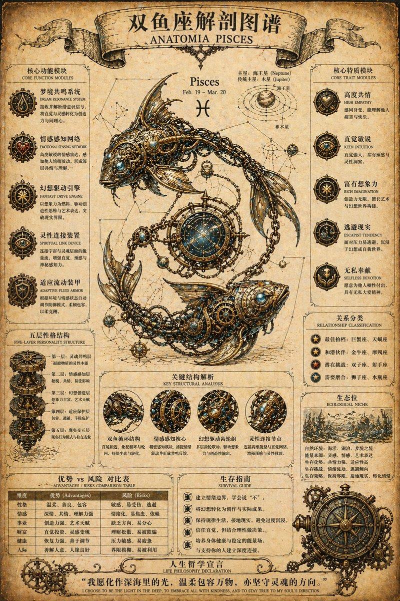 蒸汽朋克风格黄道十二宫解剖海报