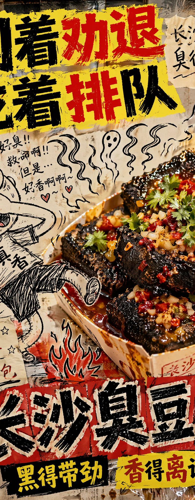 反设计风格长沙臭豆腐广告