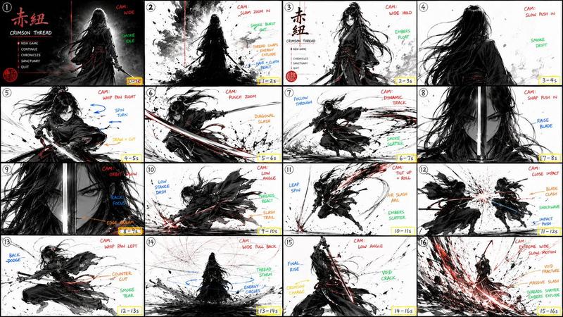 StoryBoard 提示词: 创建一个超电影感的 16:9