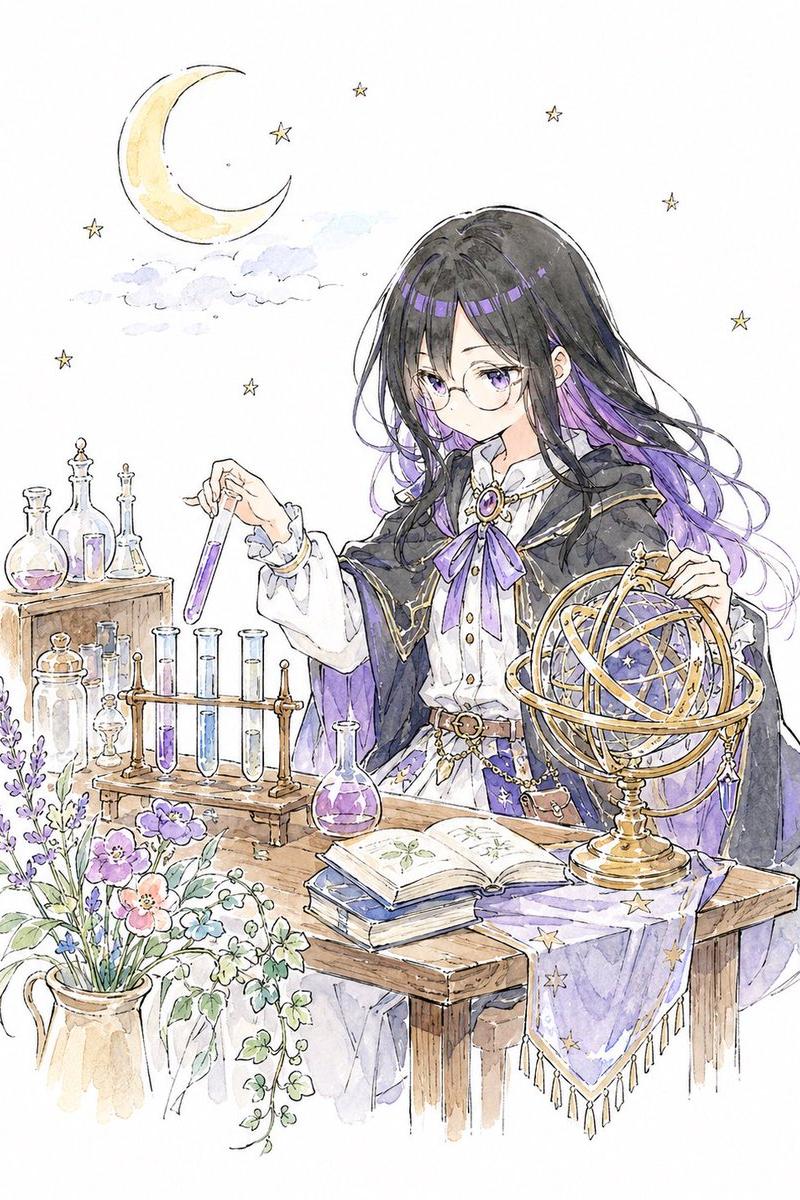 故事书水彩炼金术士