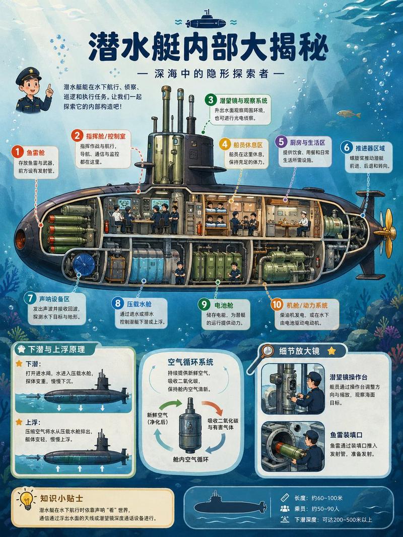 潜水艇剖面百科海报