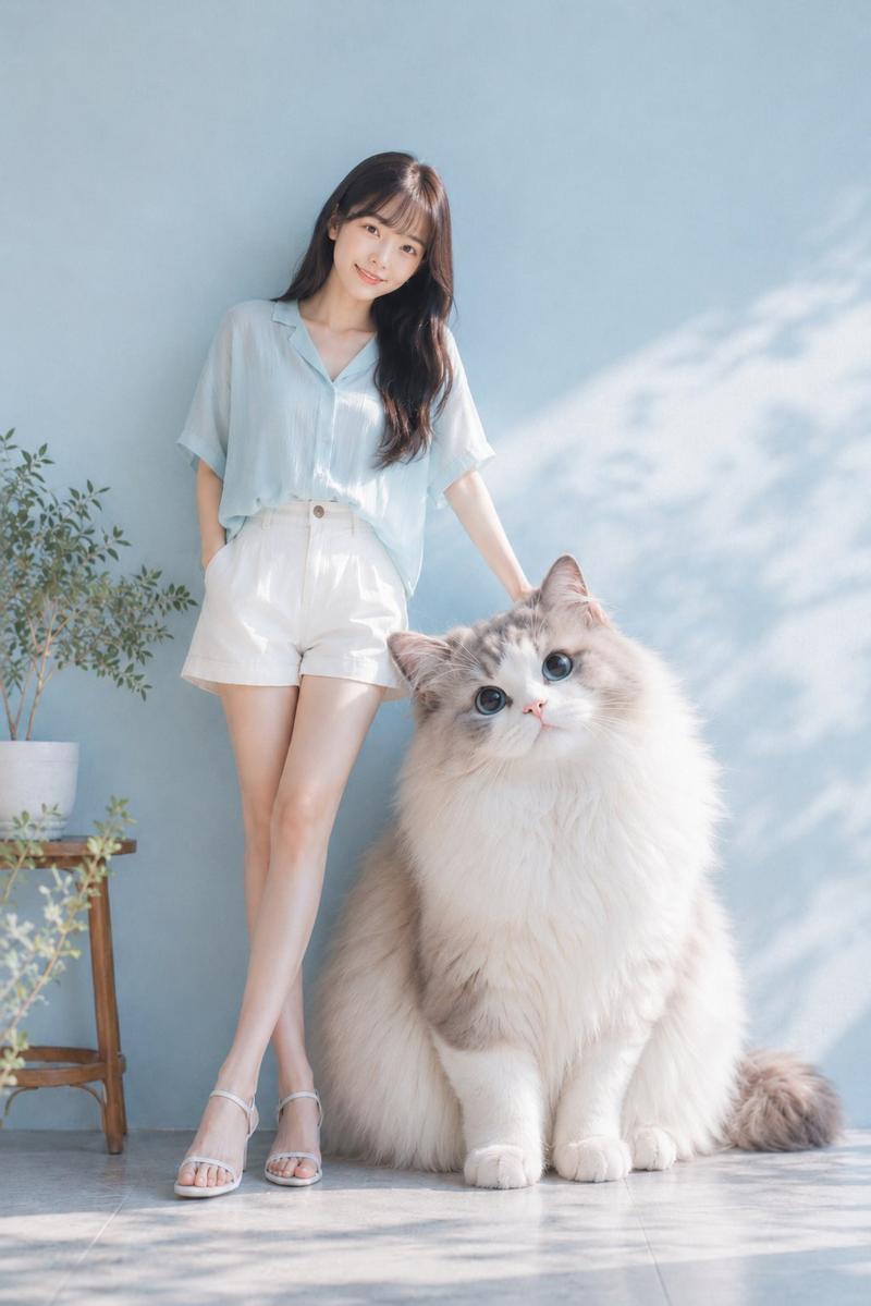 与巨型猫咪共度的惬意夏日午后