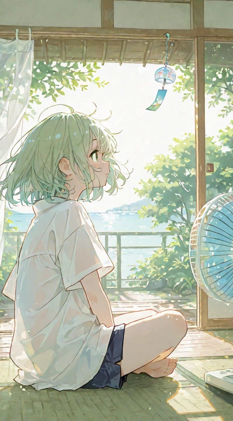 夏日海边动漫少女