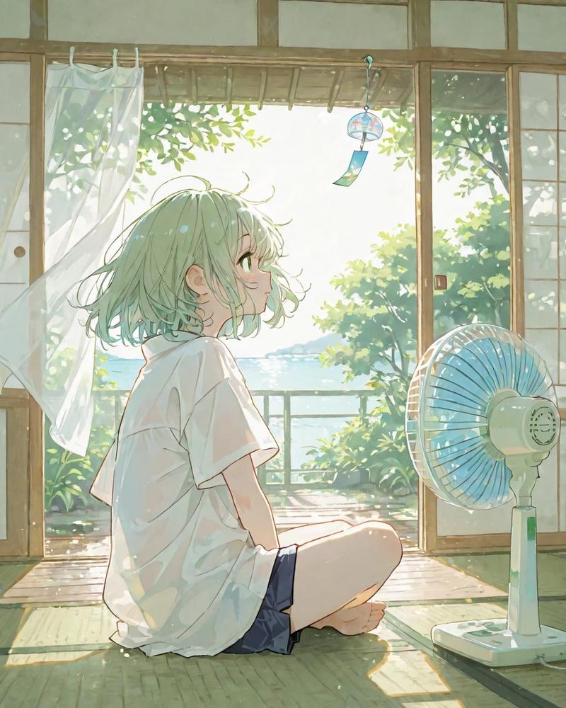 夏日海边动漫少女
