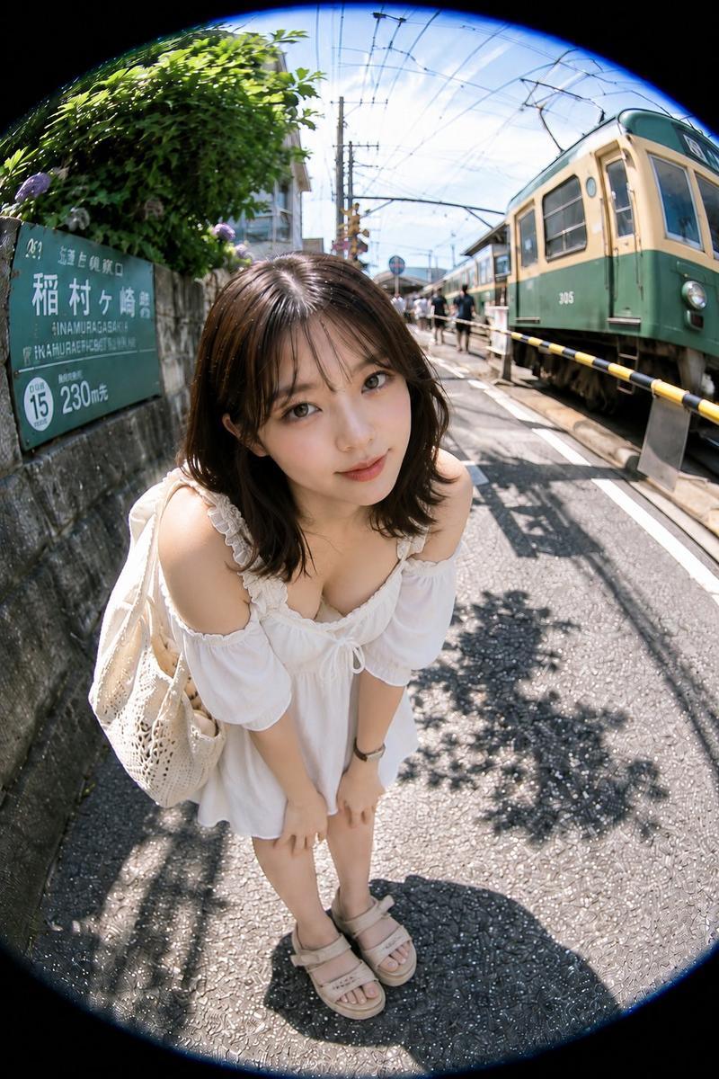 夏季铁路鱼眼人像