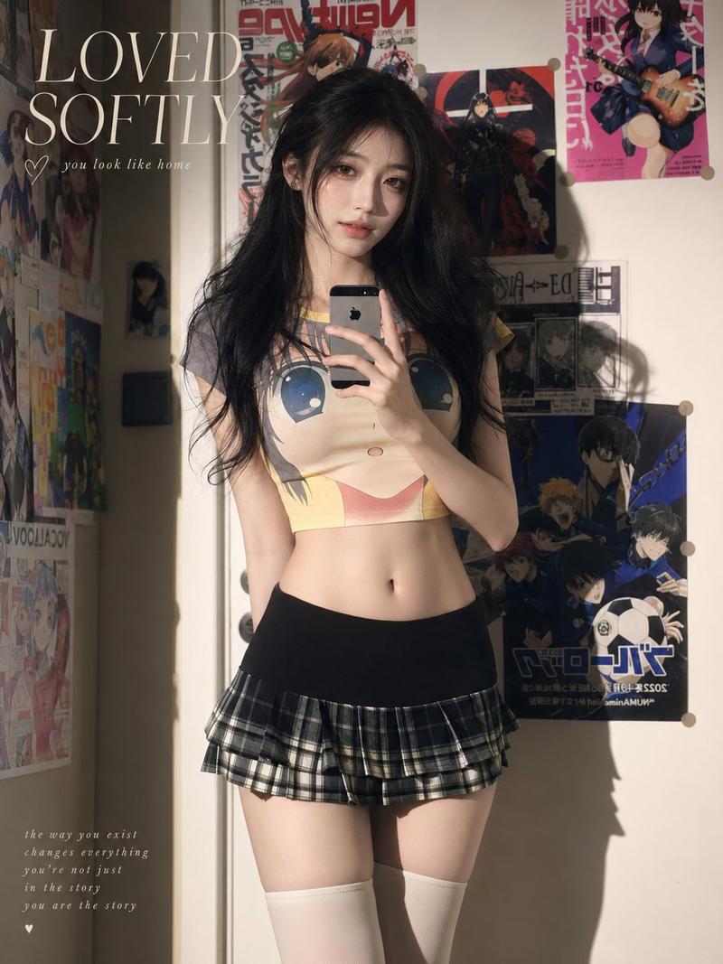 柔和阳光下的动漫风卧室自拍
