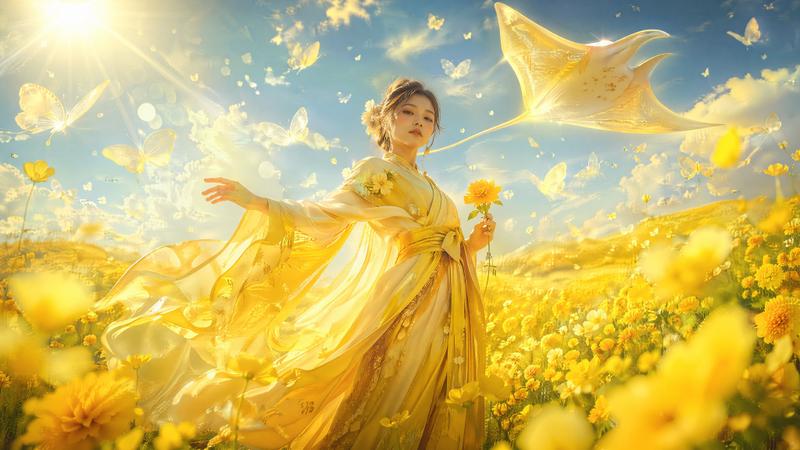超现实低角度花卉人像