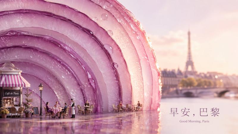 超现实巴黎清晨洋葱海报