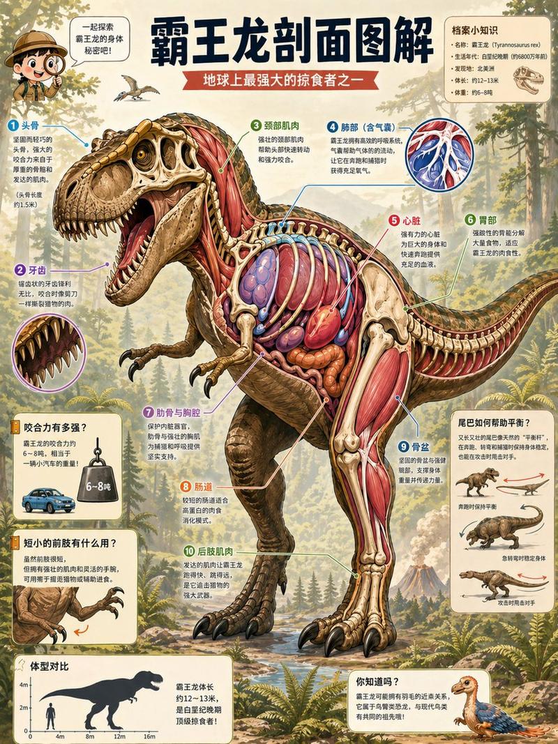 霸王龙剖面百科海报