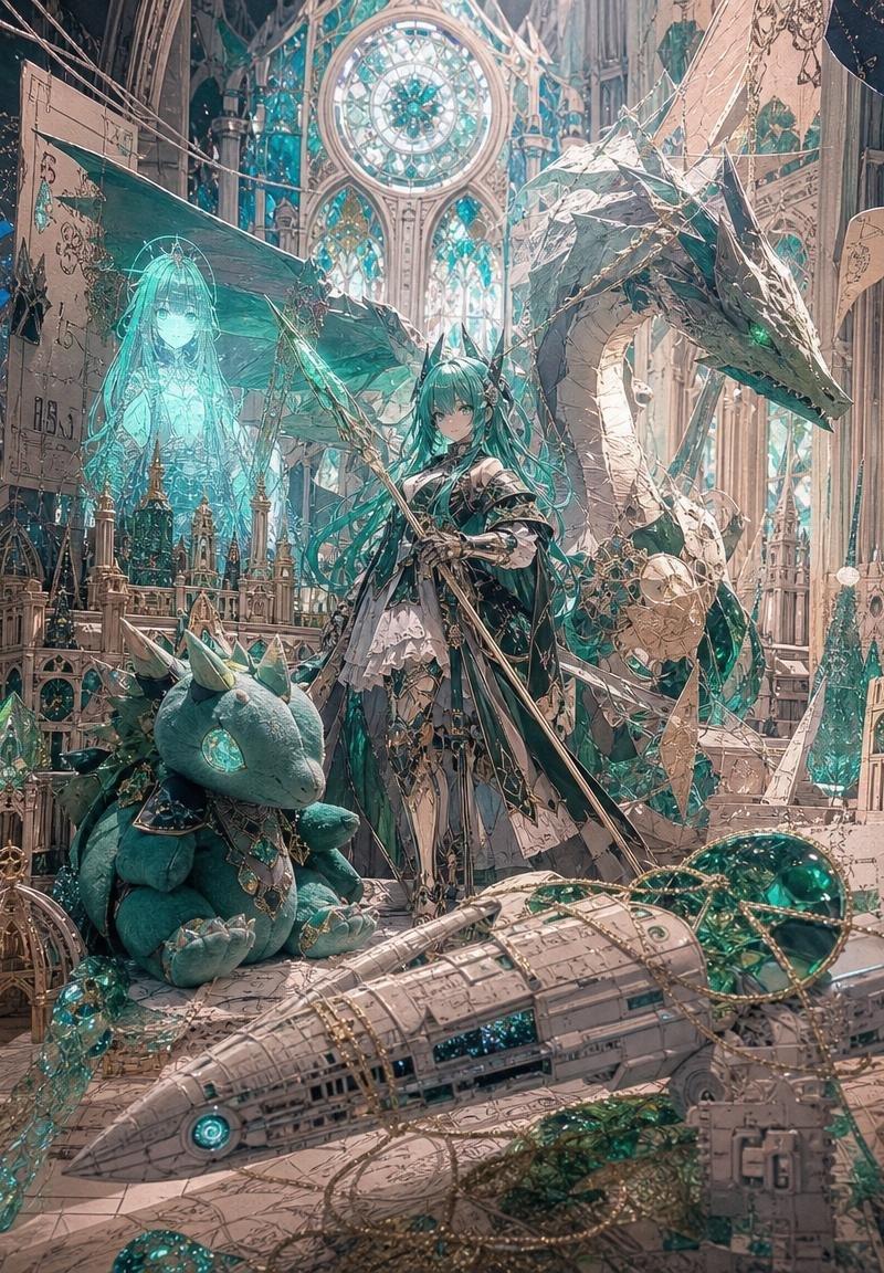 青色龙骑士大教堂奇幻场景