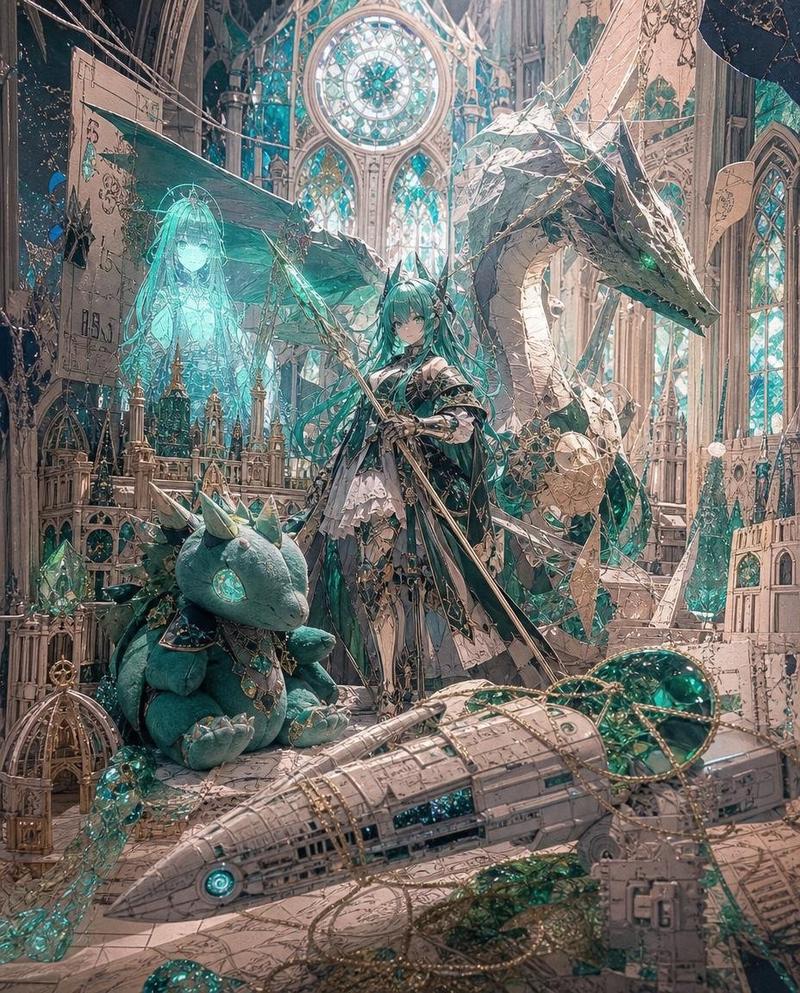 青色龙骑士大教堂奇幻场景