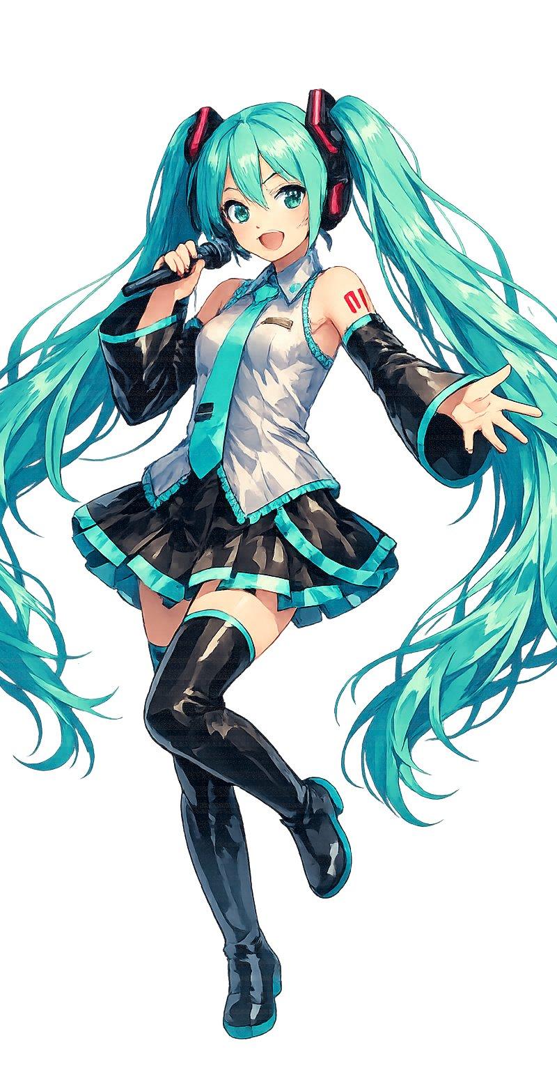 全身青色双马尾动漫偶像