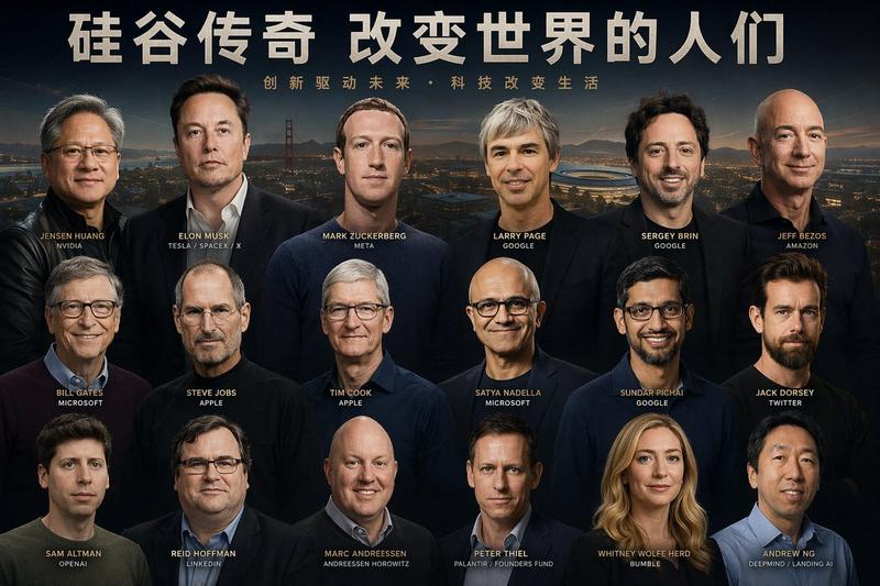 带有面部识别功能的科技领袖海报