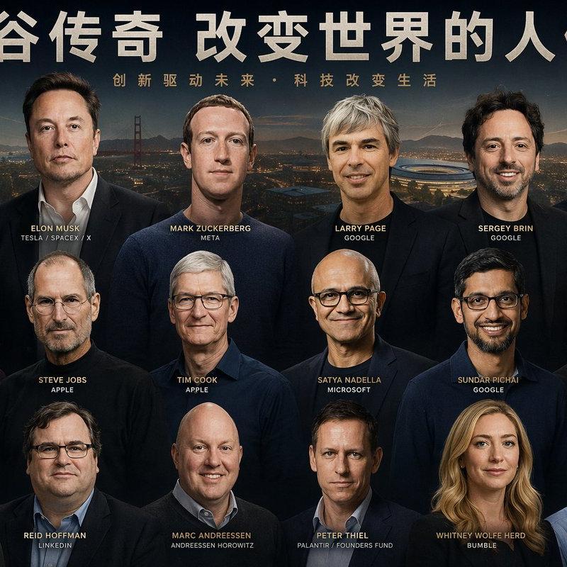 带有面部识别功能的科技领袖海报