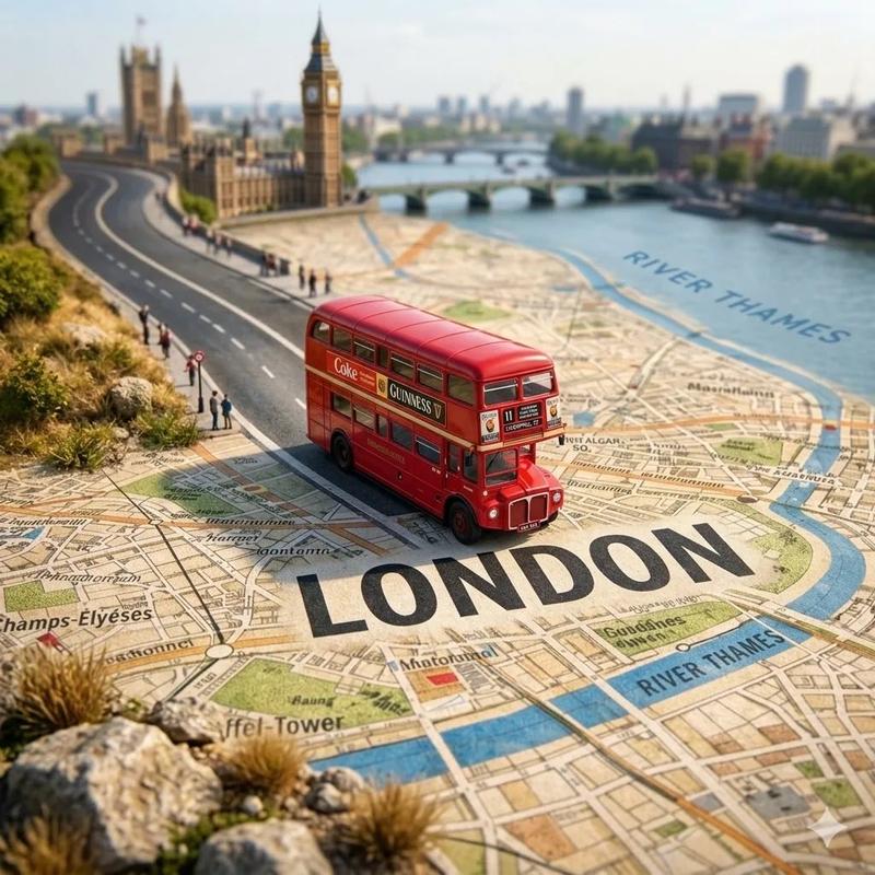 Tilt-Shift City Map Travel Scene