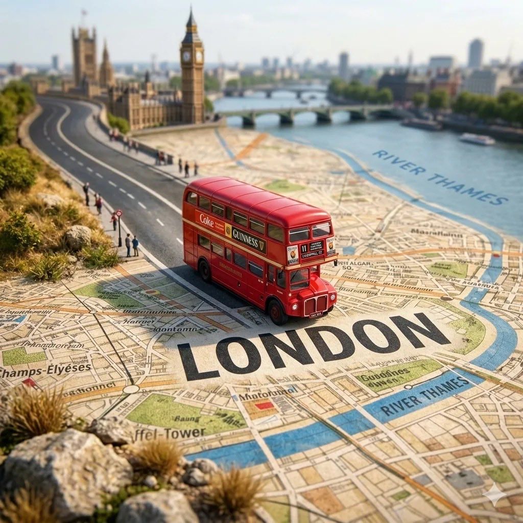 Tilt-Shift City Map Travel Scene