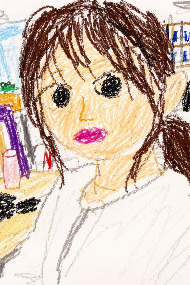 幼儿蜡笔画风格办公室自拍