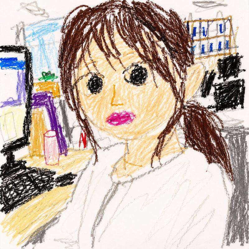 幼儿蜡笔画风格办公室自拍