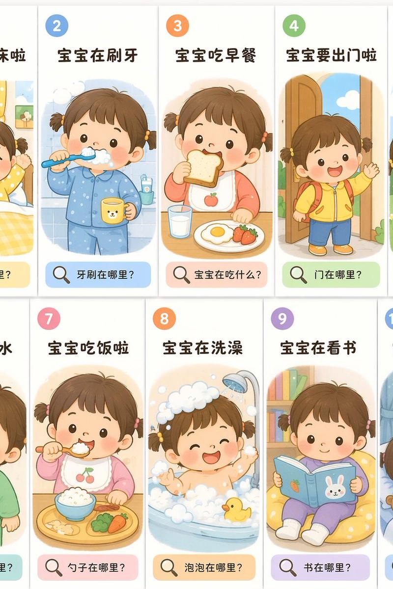 10 格幼儿日常作息闪卡