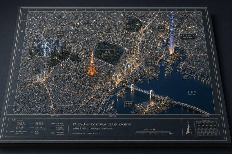 东京夜景立体模型地图