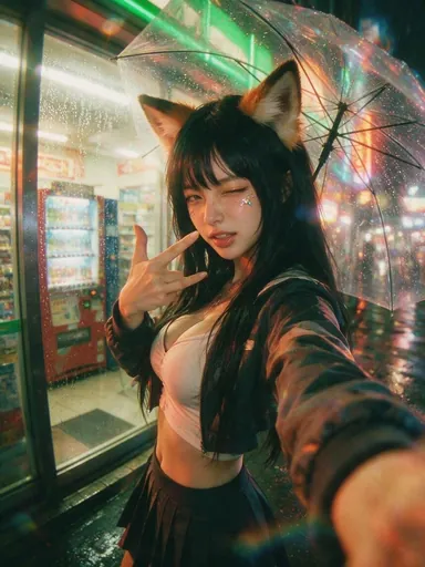 雨中东京妖怪辣妹自拍