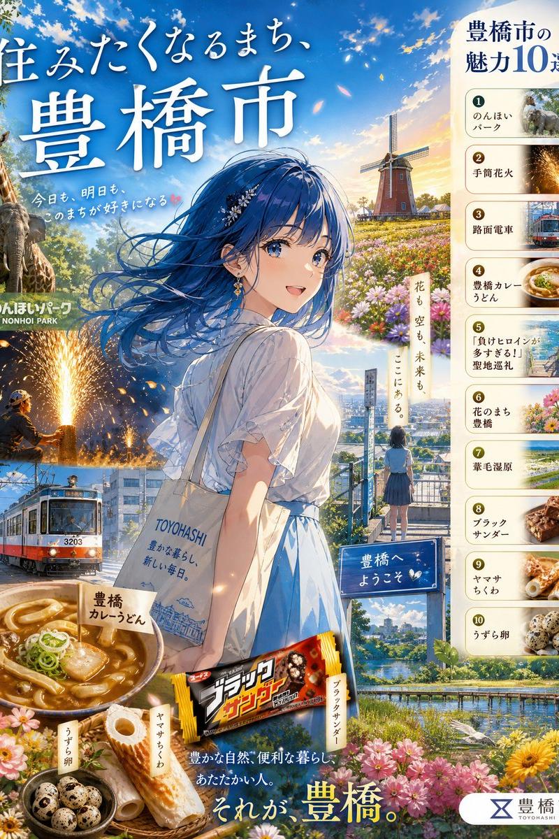 丰桥市旅游动漫海报