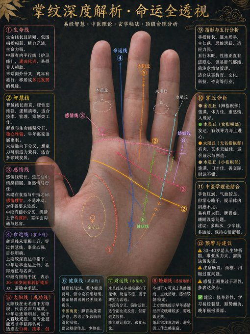 传统手相分析信息图