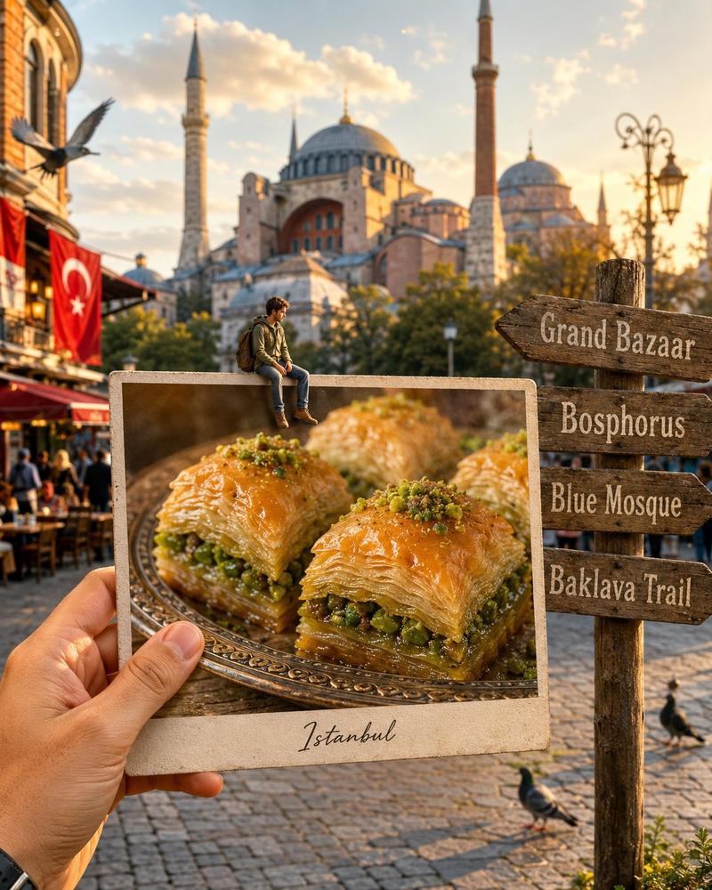超写实旅行美食明信片