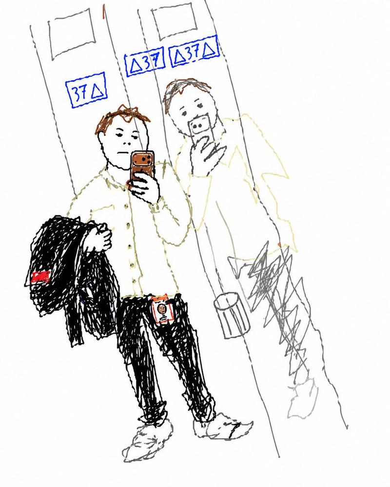 将电梯自拍转化为涂鸦风格