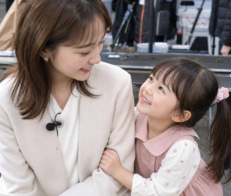 电视主播的温馨抓拍瞬间