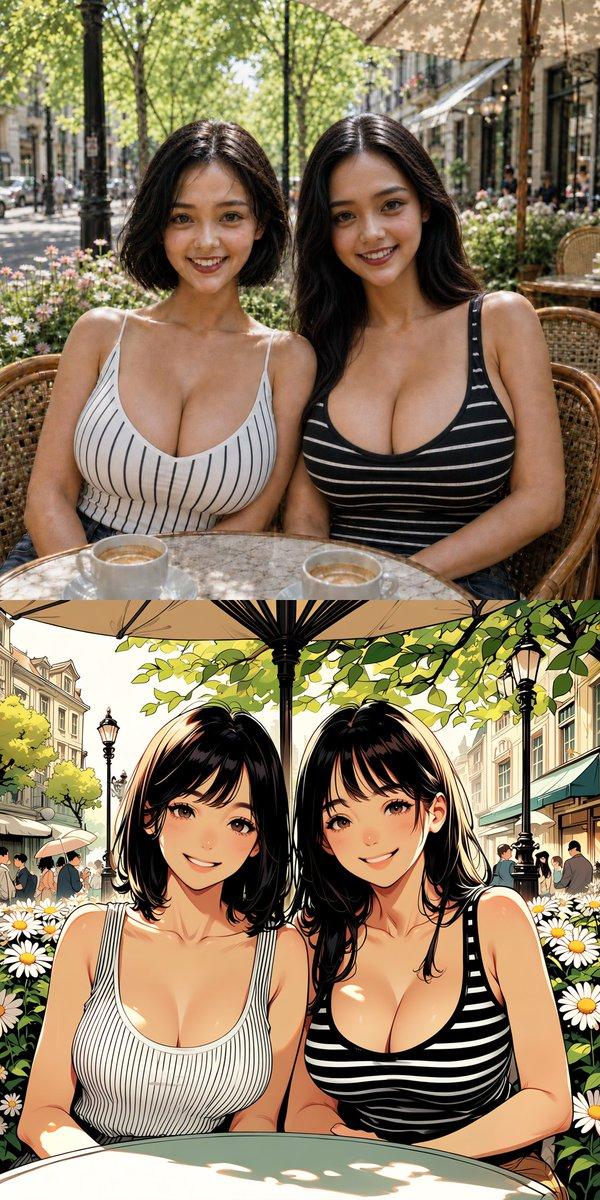 双胞胎姐妹咖啡馆照片与动漫对比