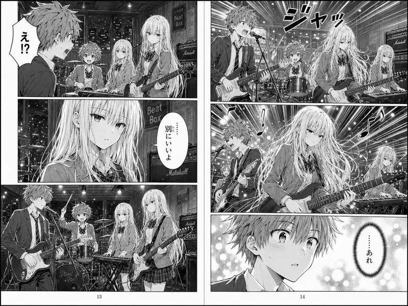 两页校园乐队漫画跨页