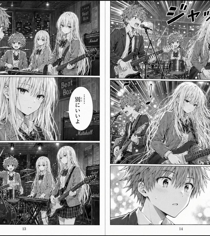 两页校园乐队漫画跨页