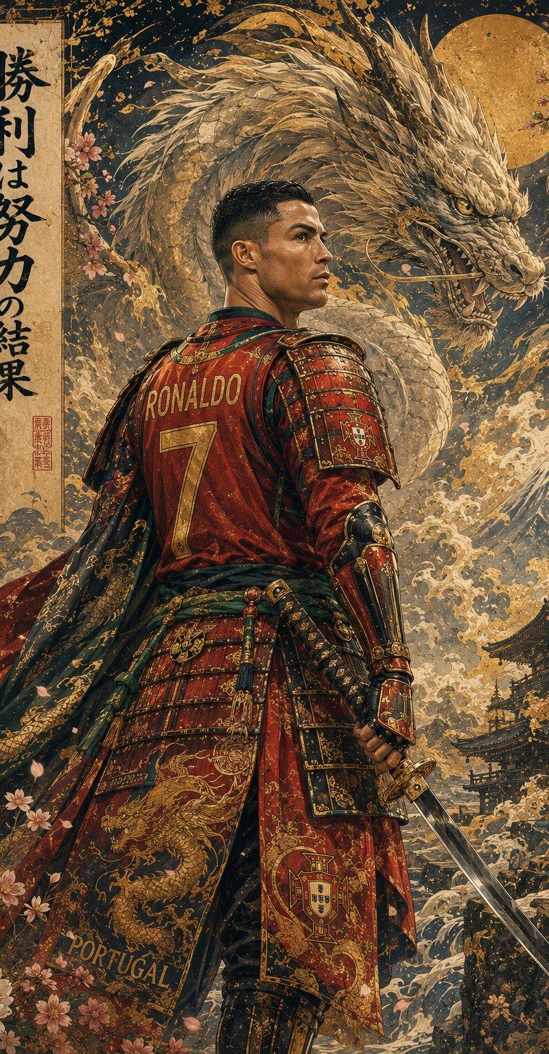 浮世绘风格神话武士肖像
