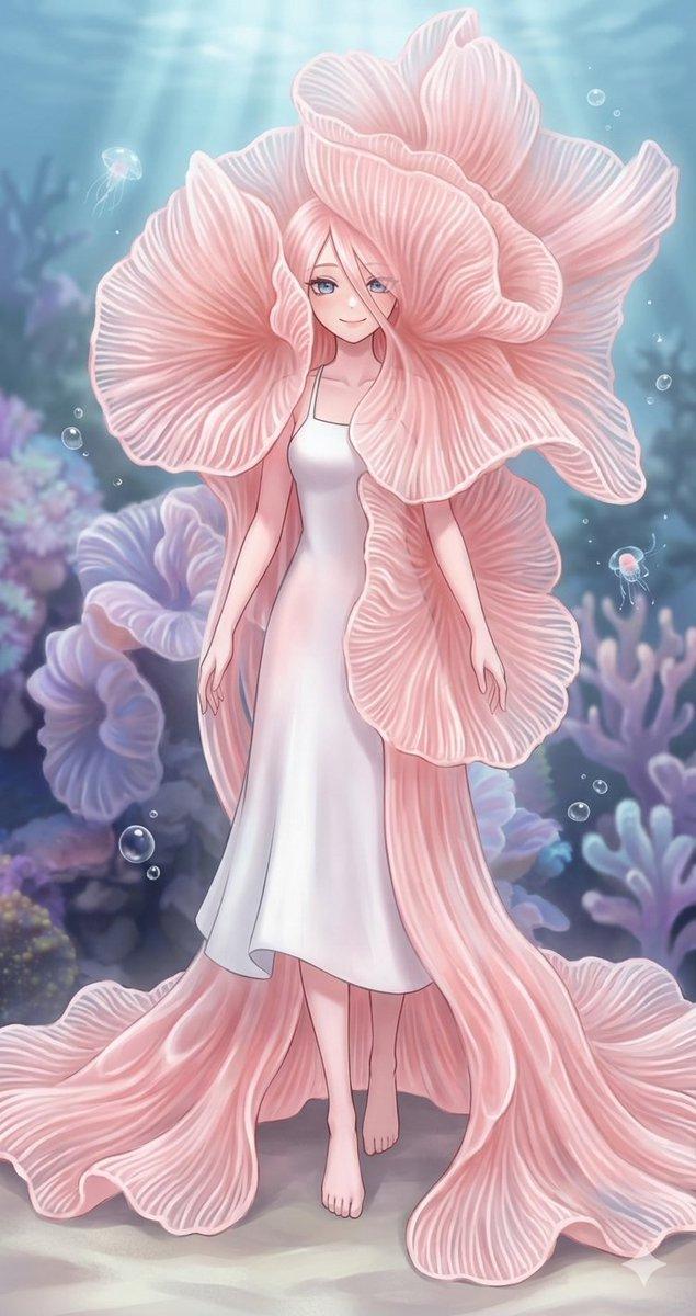 水下粉色花瓣缪斯