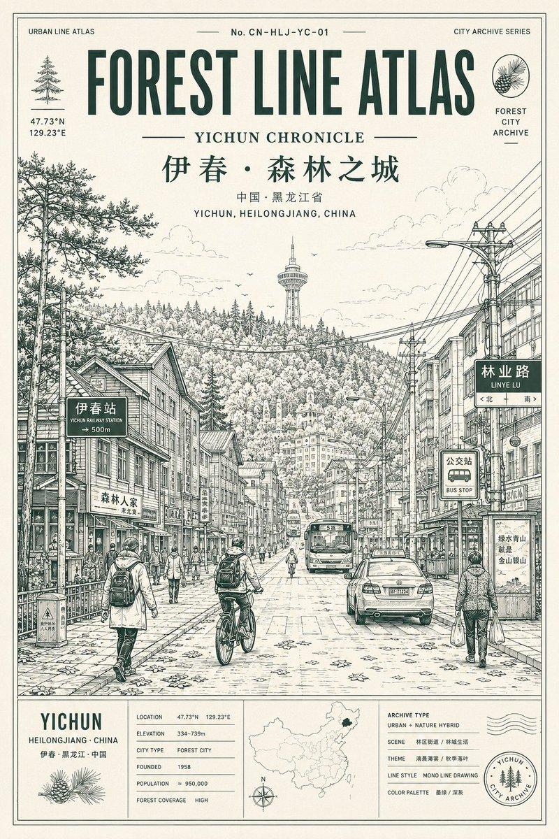 城市线条图集海报