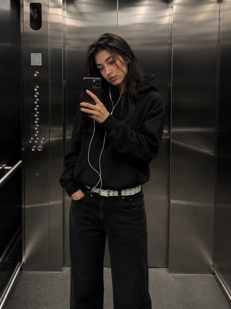 Urban Streetwear Elevator Mirror Selfie
