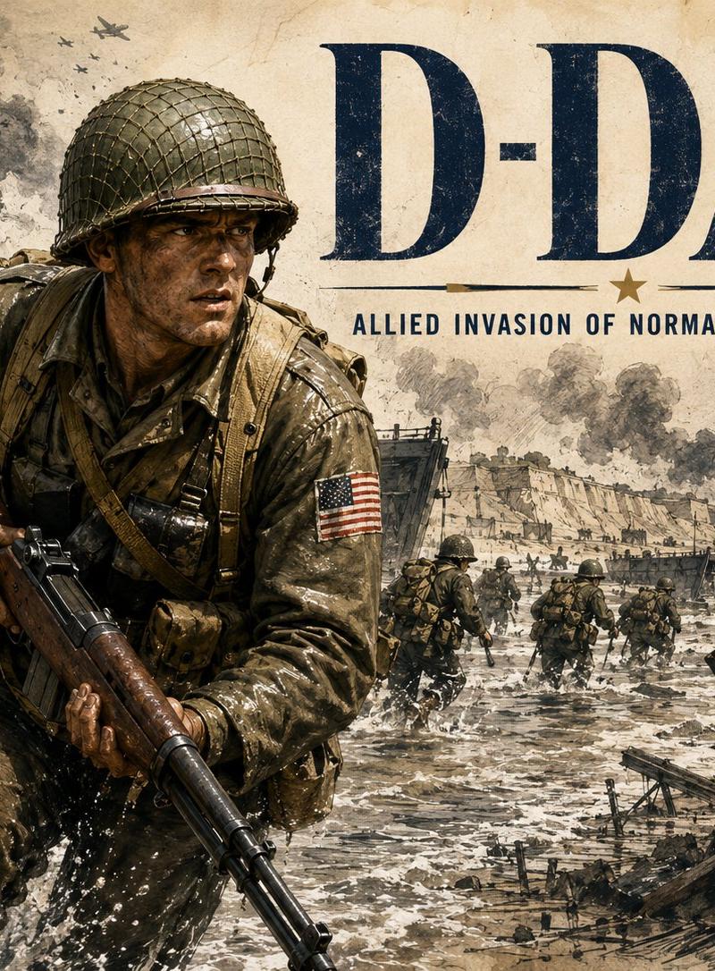 复古诺曼底登陆 D-Day 海报