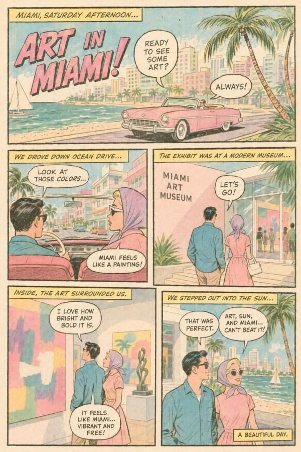 复古迈阿密艺术约会漫画页