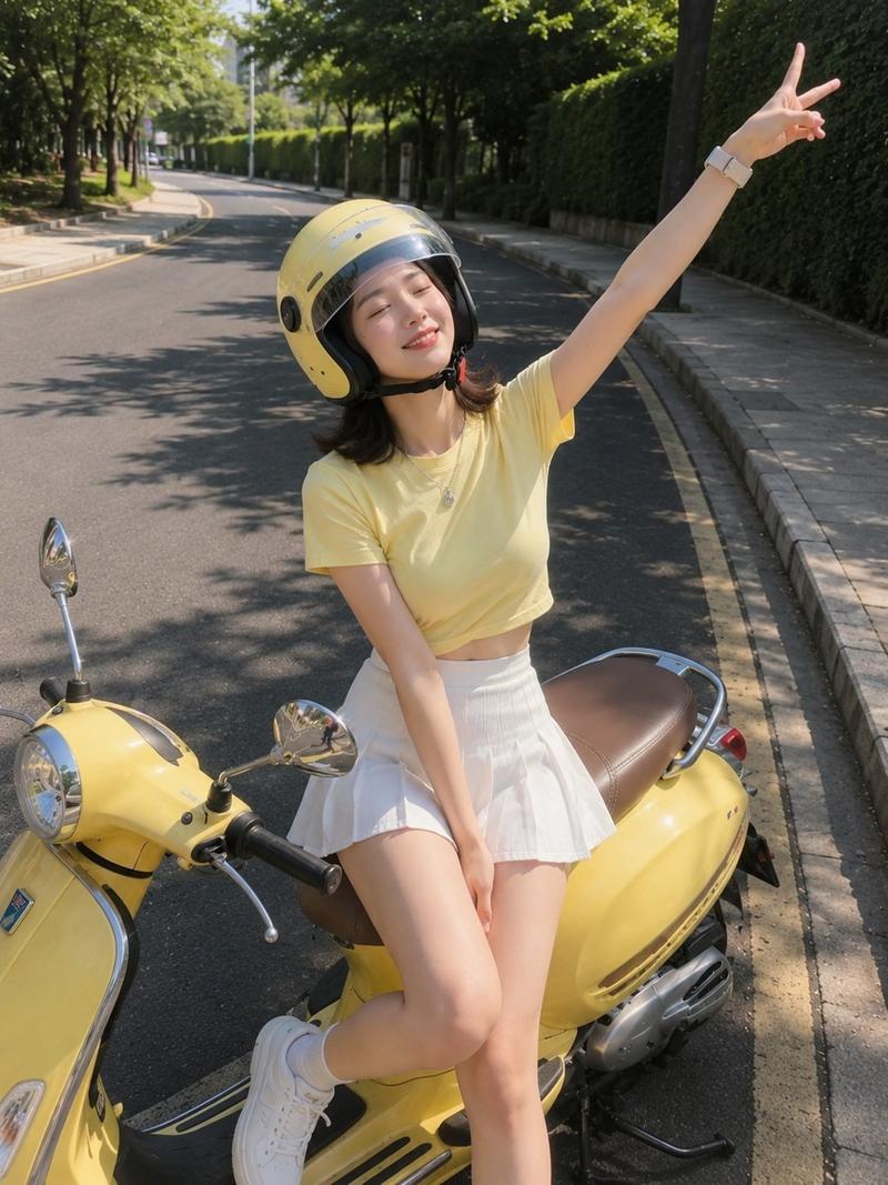 复古踏板摩托车手机抓拍照片