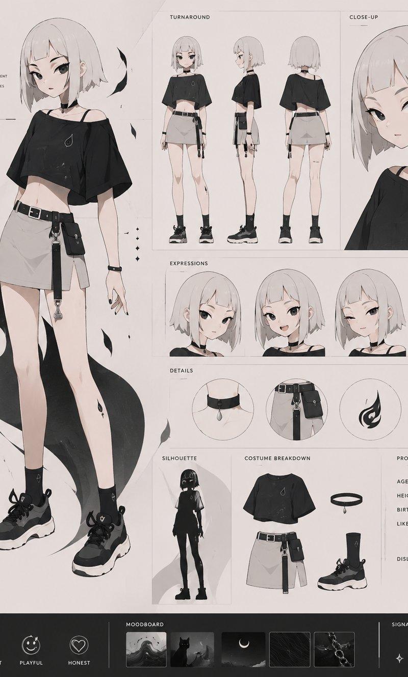 单色调 VTuber 角色设计图