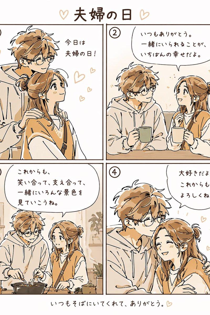 温馨四格夫妻漫画