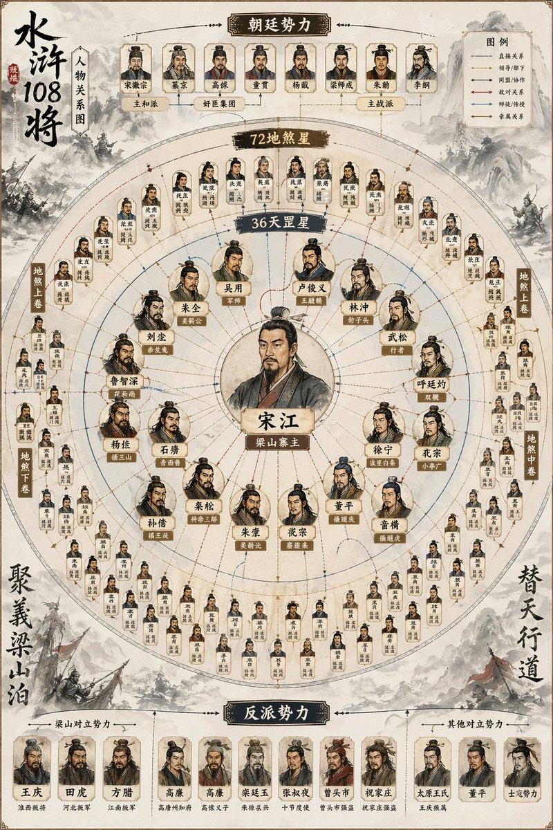 《水浒传》108 将人物关系图