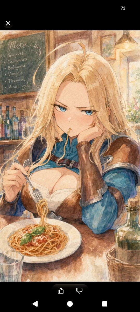 水彩幻想风女主角在意大利面餐厅
