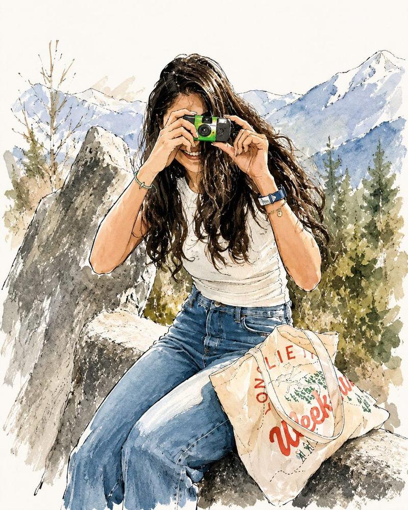 水彩时尚旅行插画