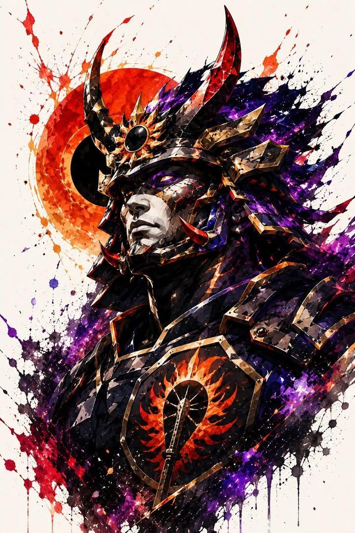 武士水彩肖像画