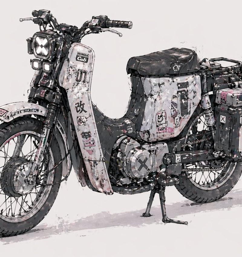 风化定制版 Cub 概念摩托车