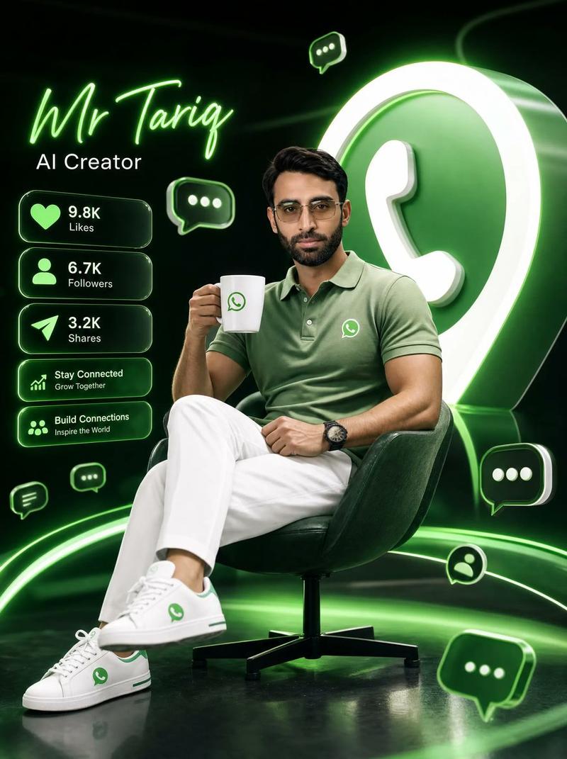 霓虹风格 WhatsApp AI 创作者海报